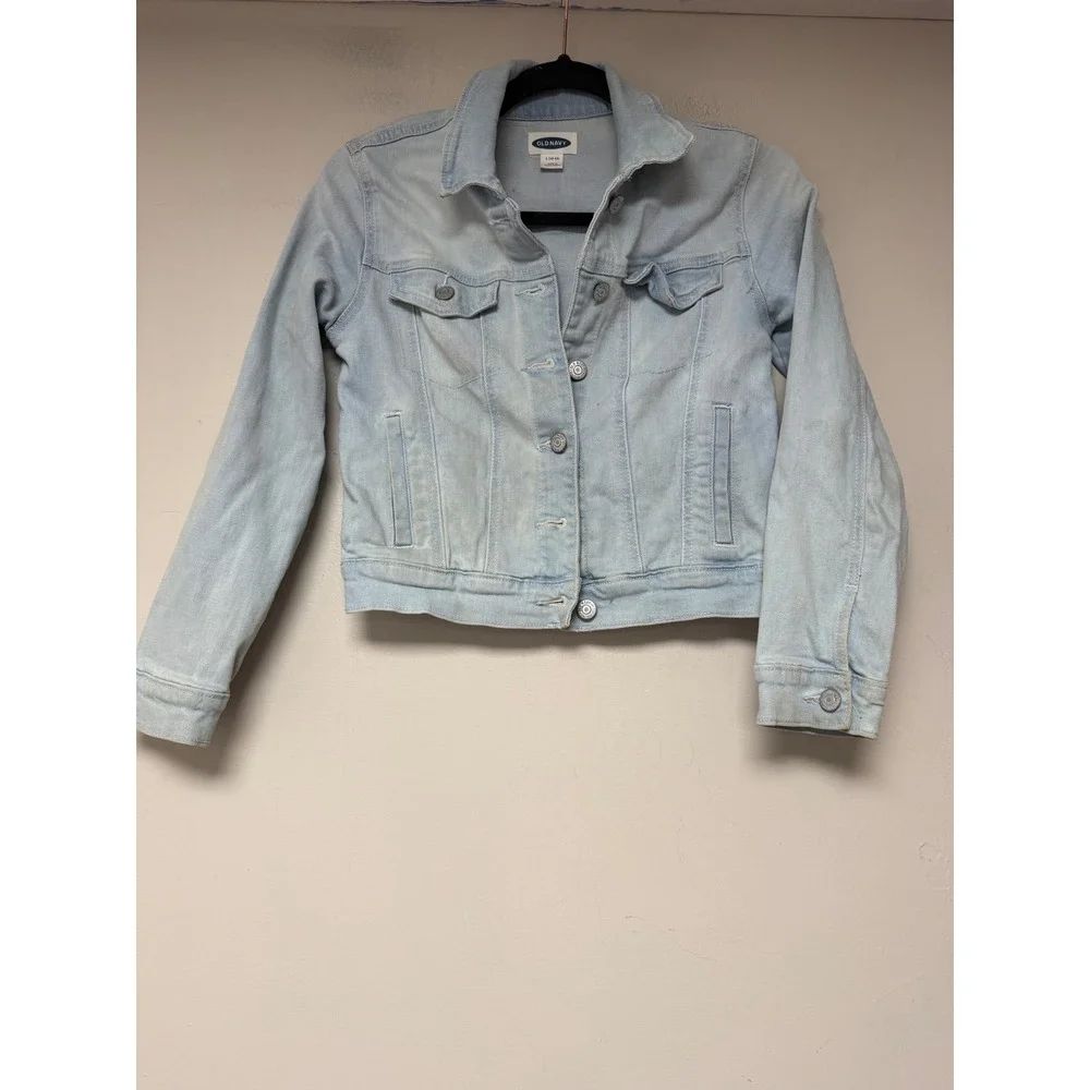 Old Navy Girls Light Wash Denim Trucker Jacket Size L 10-12 Blue‎ Jean Jacket